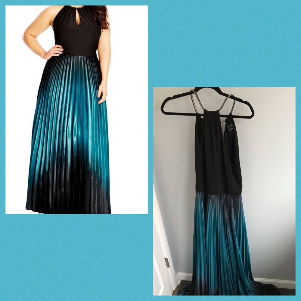 Ombré Keyhole Neck Pleat City Chic Medium (18W)